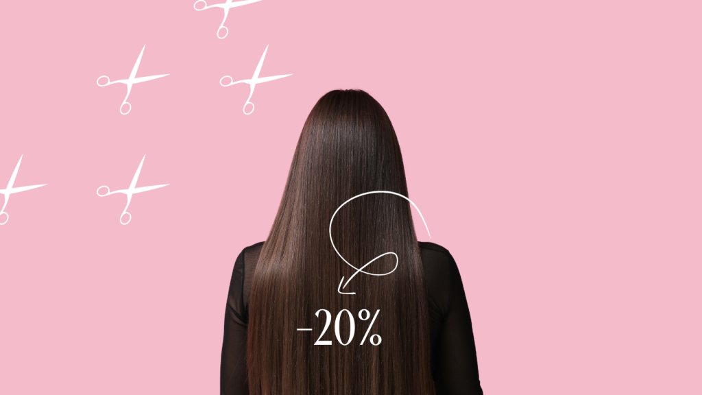 девушка получает скидку 20% на стрижку