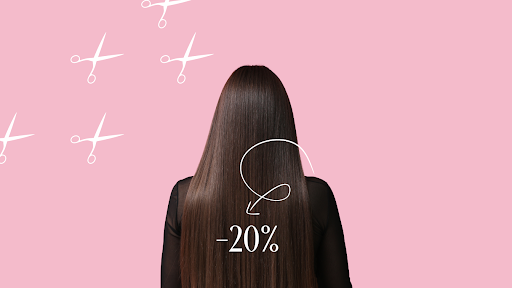 дівчина отримує знижку 20% на стрижку